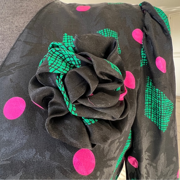 VINTAGE LAUREN ALEXANDRA 100% Silk Skirt Set Puff Sleeve Size 8 - Picture 5 of 10